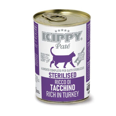 KIPPY კონსერვი ინდაურის და თევზის ხორცით RICHI IN TURKEY (სტერილური კატებისთვის)